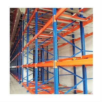 Q235b Powder Coated Warehouse Push Back Pallet Racking With Heavy Duty Trolley