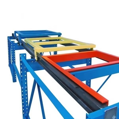 Q235b Powder Coated Warehouse Push Back Pallet Racking With Heavy Duty Trolley