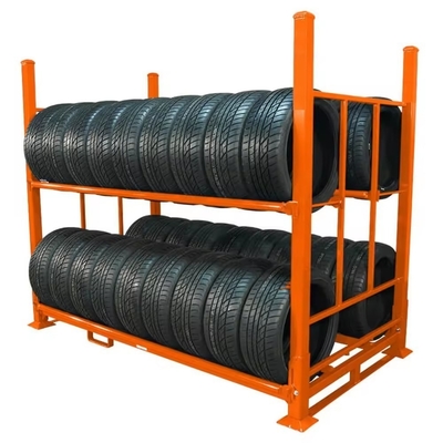 0-5m Height Foldable Steel Tyre Rack with Powder Coating Finish and Adjustable Mobility