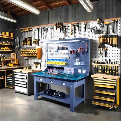 Customized Grade Heavy-Duty Garage Workbench With Fixed Mobility And Combined Cabinets